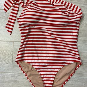 J.Crew red stripped one piece swim suit